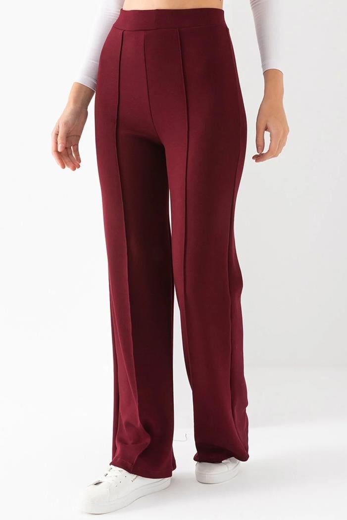 Ahves Çımalı İspanyol Paça Pantolon 1590 - Bordo