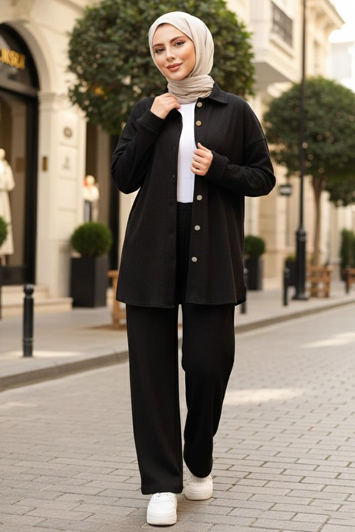 Aktel Gömlek Pantolon Triko İkili Takım 1291 - Siyah