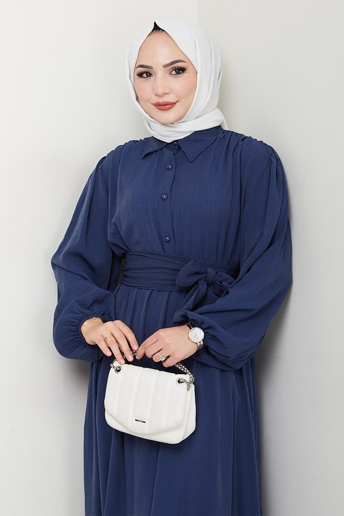 Alser Kuşaklı Elbise 1468 - Lacivert