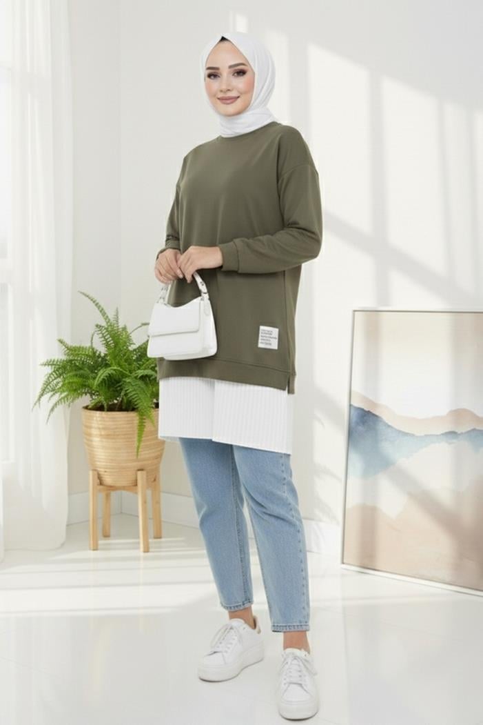 Arma Detay Piliseli Oysho Tunik 1627 - Haki