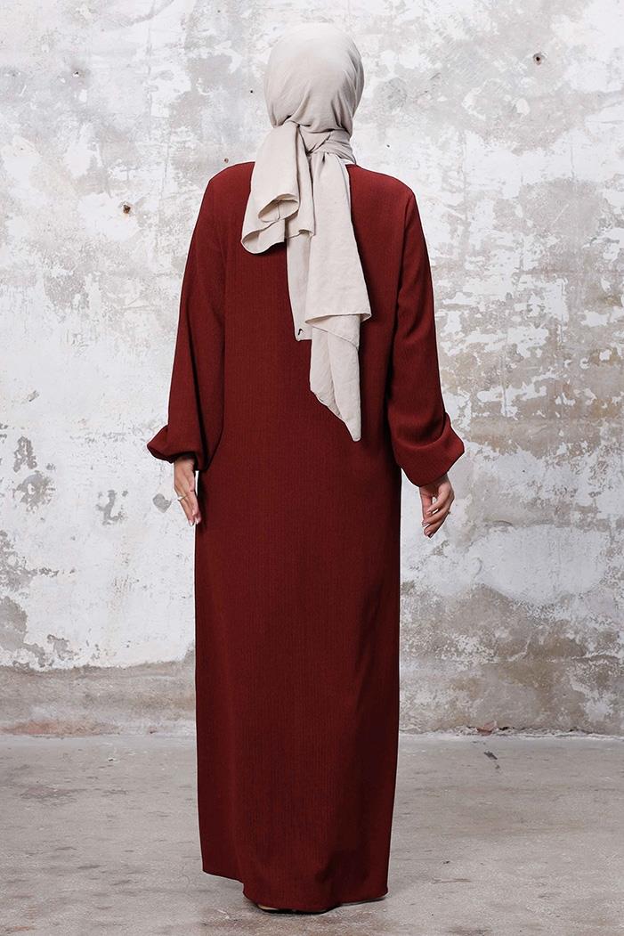 Asimetrik Fermuarlı Ferace 1250 - Bordo