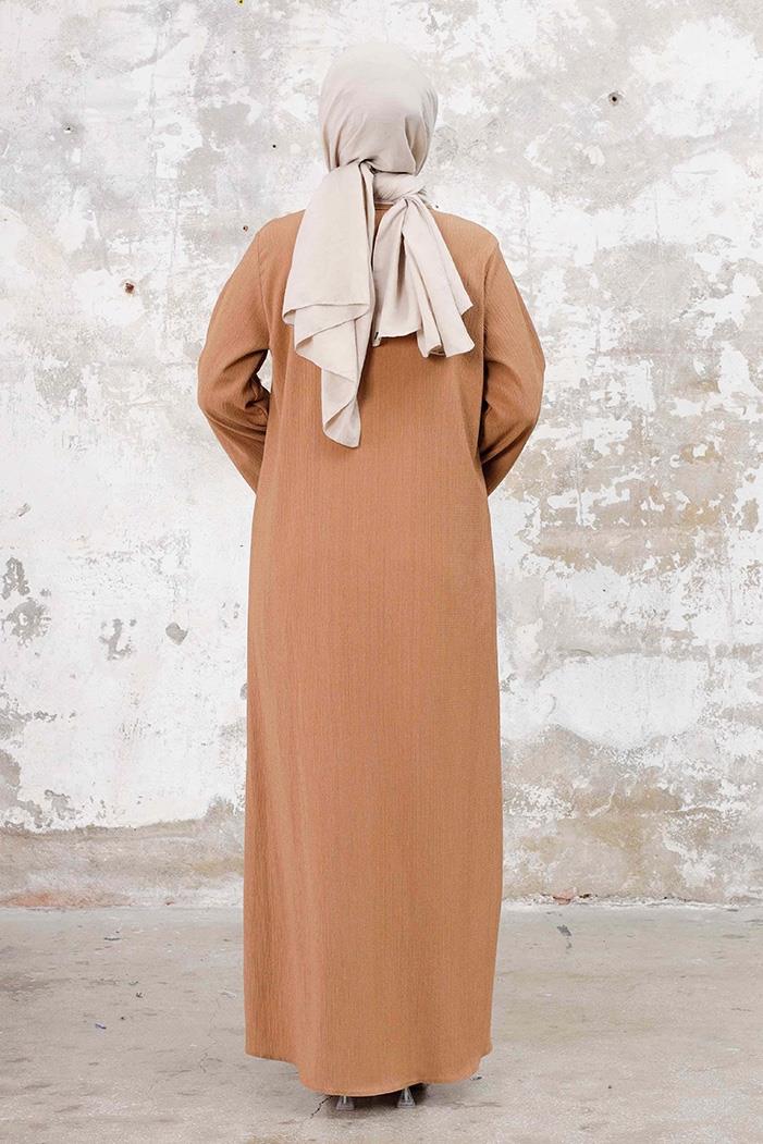 Asimetrik Fermuarlı Ferace 1250 - Vizon