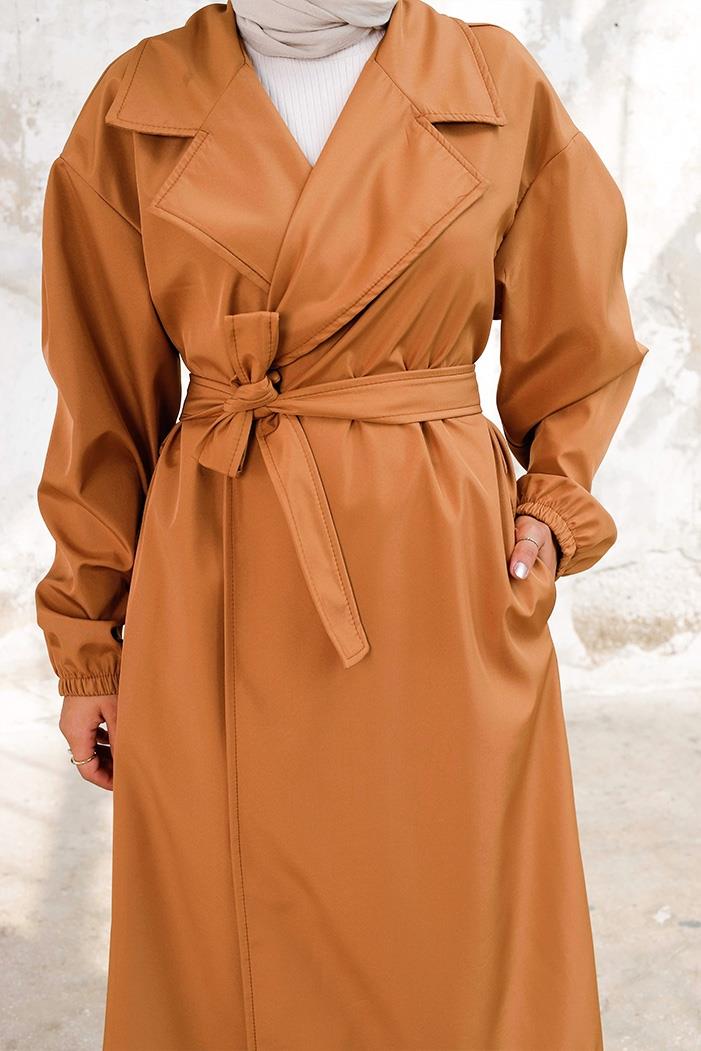 Aylen Kuşaklı Trençkot 1240 - Taba