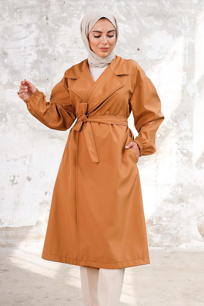 Aylen Kuşaklı Trençkot 1240 - Taba