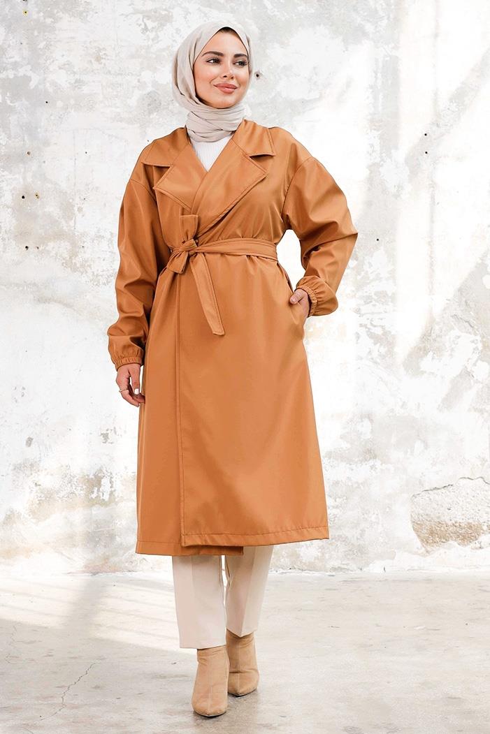 Aylen Kuşaklı Trençkot 1240 - Taba