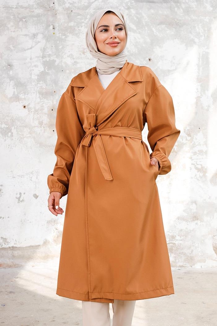 Aylen Kuşaklı Trençkot 1240 - Taba