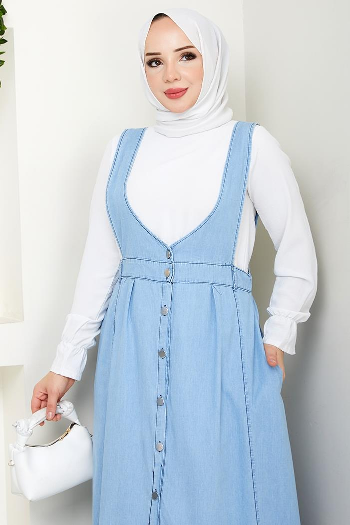 Ayzel Düğmeli Kot Jile 1533 - Açık Mavi