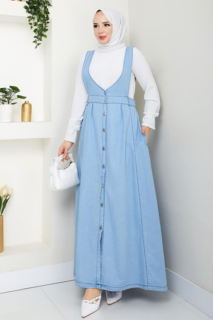 Ayzel Düğmeli Kot Jile 1533 - Açık Mavi