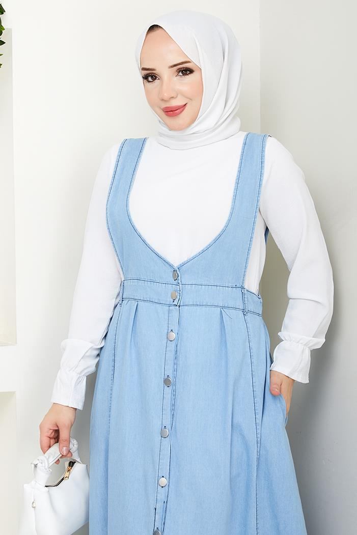 Ayzel Düğmeli Kot Jile 1533 - Açık Mavi