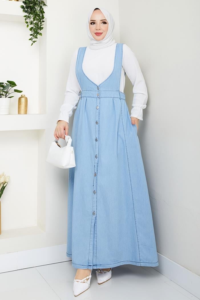 Ayzel Düğmeli Kot Jile 1533 - Açık Mavi