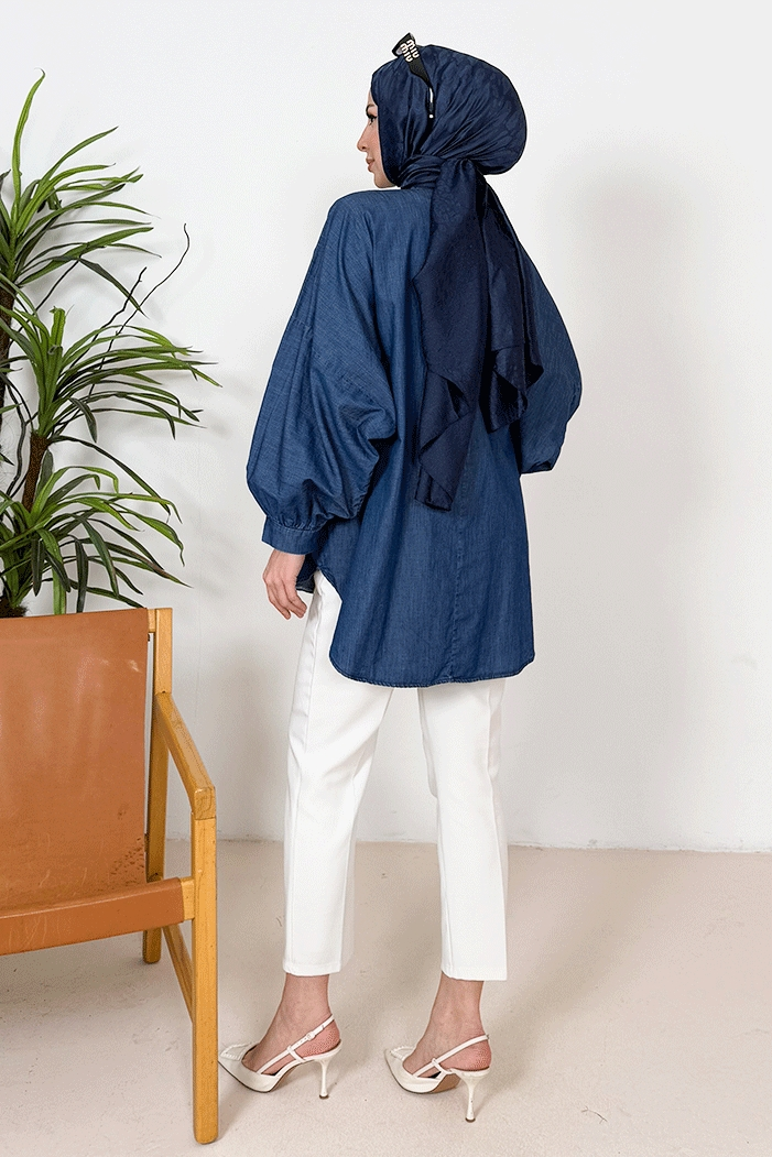 Azelya Cepli Kot Gömlek 1386 - Koyu Mavi