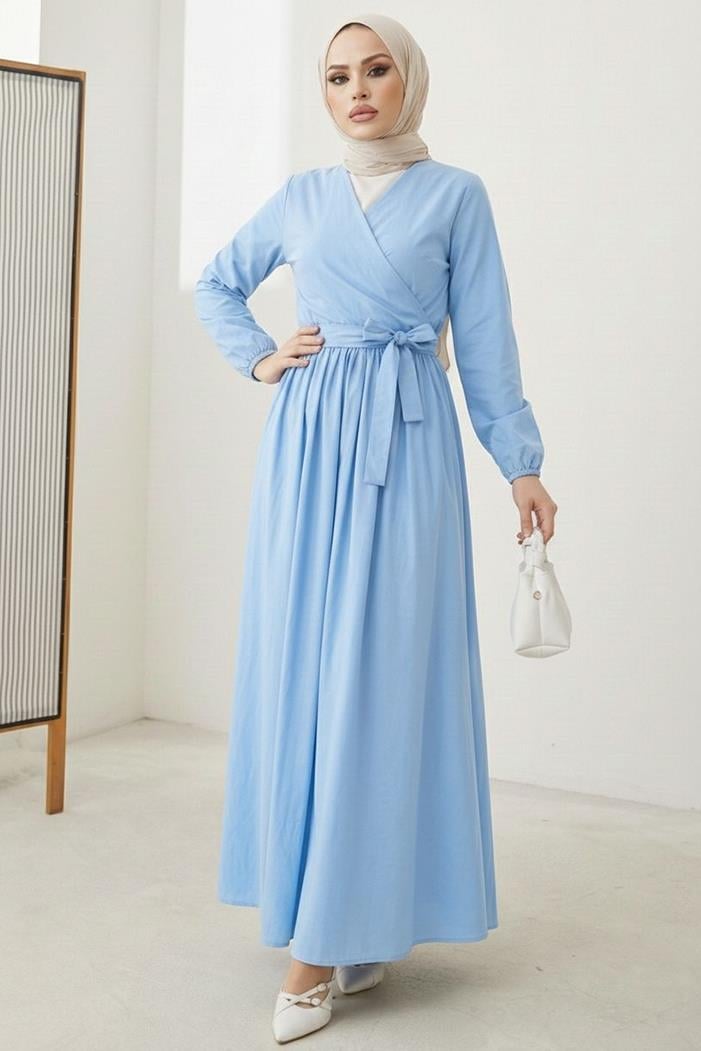 Bağlamalı Bluz Etek İkili Takım 1465 - Bebe Mavisi