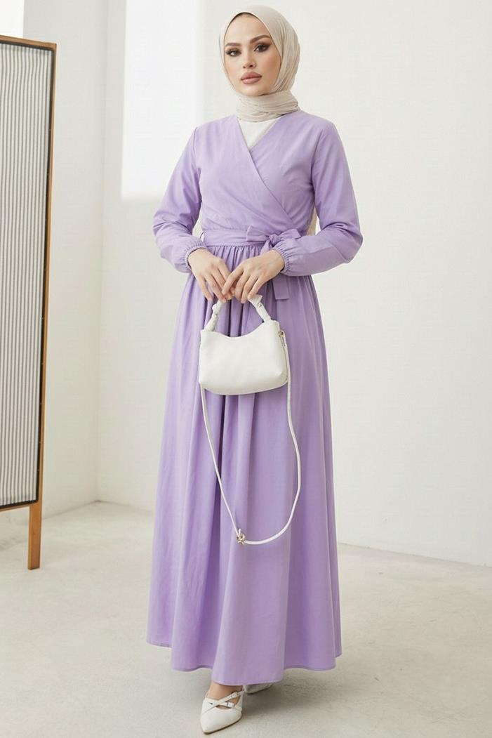 Bağlamalı Bluz Etek İkili Takım 1465 - Lila