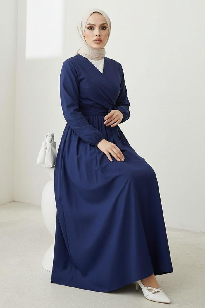 Bağlamalı Bluz Etek İkili Takım 1465 - Lacivert