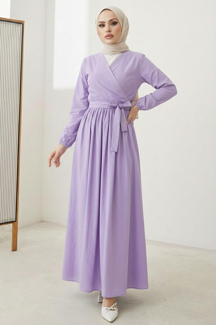 Bağlamalı Bluz Etek İkili Takım 1465 - Lila