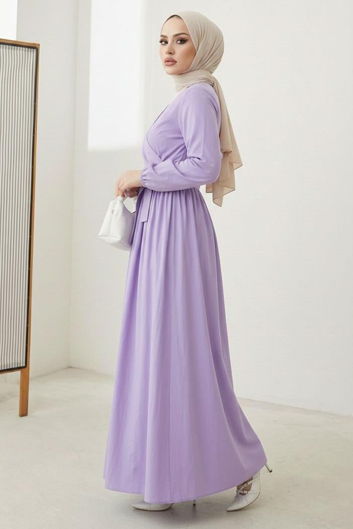 Bağlamalı Bluz Etek İkili Takım 1465 - Lila