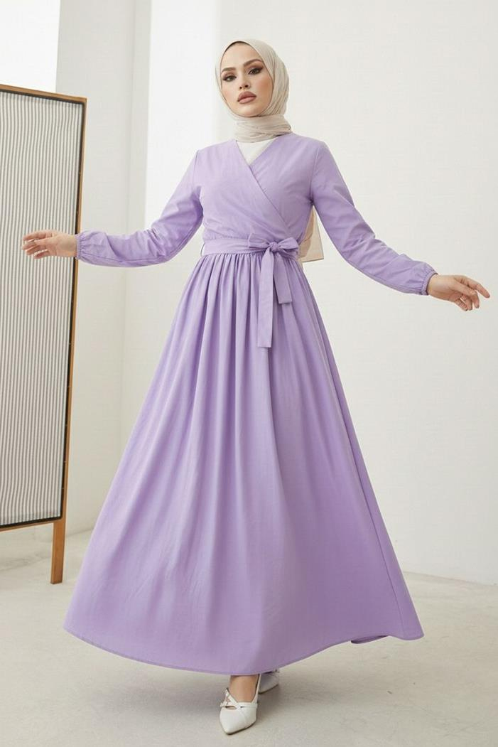 Bağlamalı Bluz Etek İkili Takım 1465 - Lila