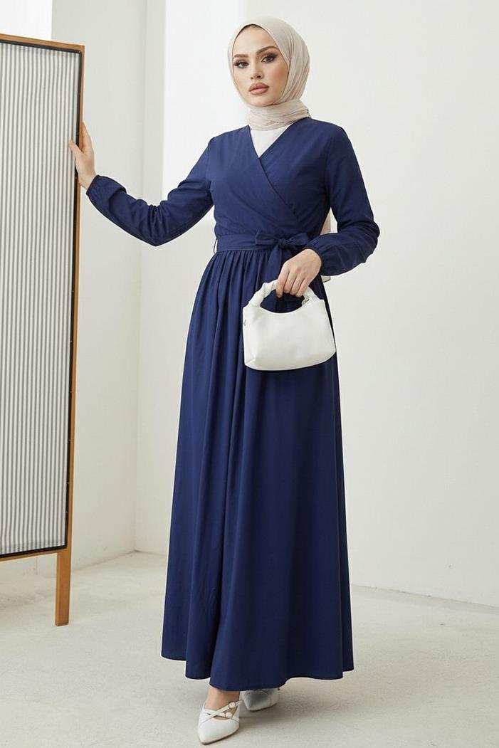 Bağlamalı Bluz Etek İkili Takım 1465 - Lacivert