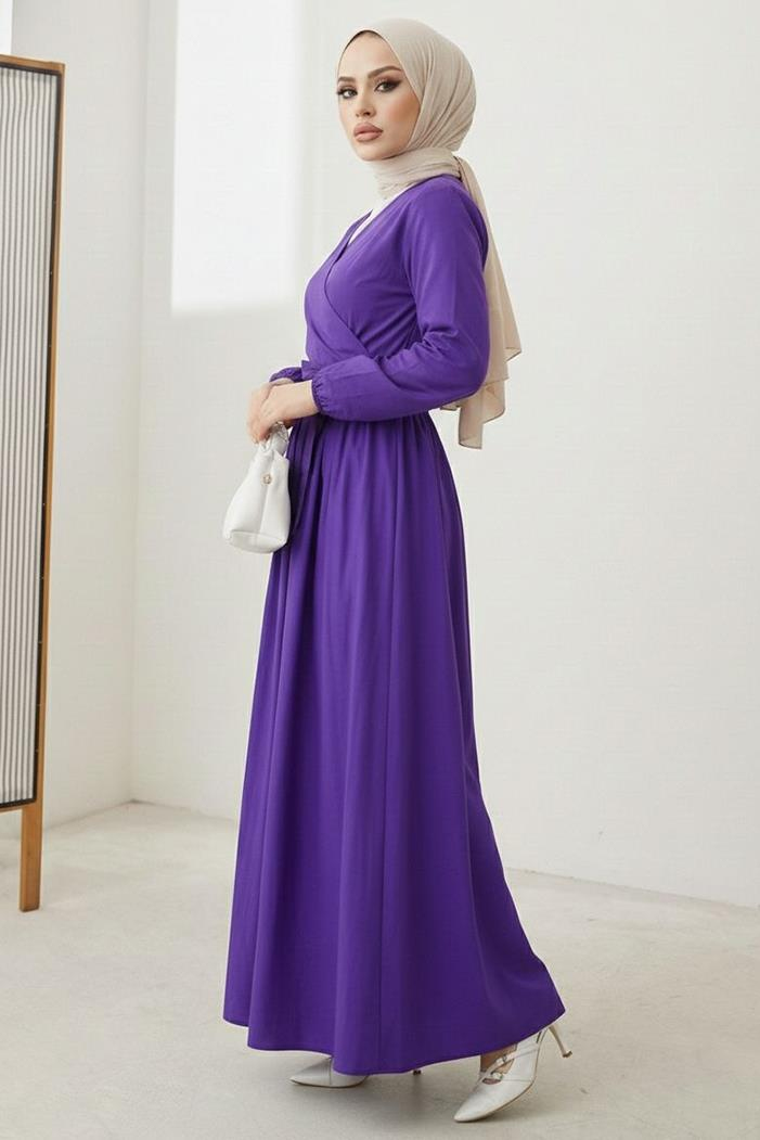 Bağlamalı Bluz Etek İkili Takım 1465 - Mor