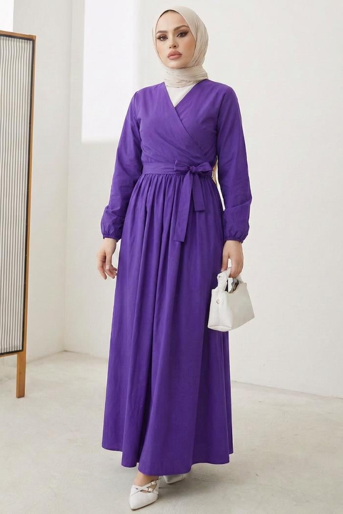 Bağlamalı Bluz Etek İkili Takım 1465 - Mor