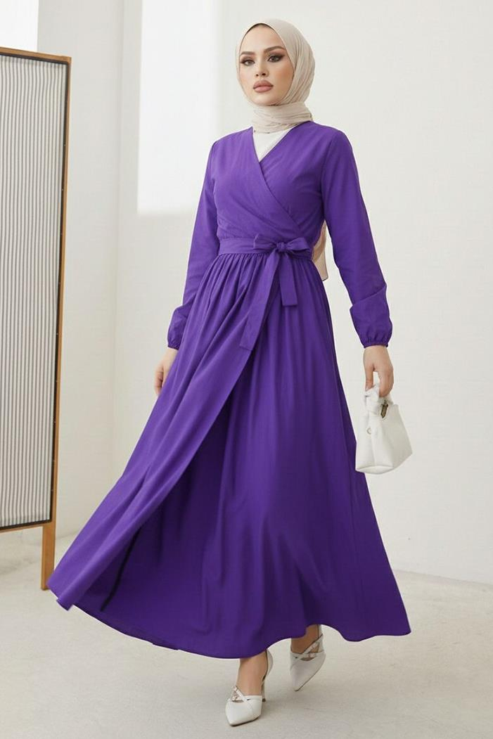 Bağlamalı Bluz Etek İkili Takım 1465 - Mor