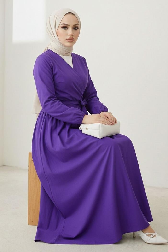 Bağlamalı Bluz Etek İkili Takım 1465 - Mor