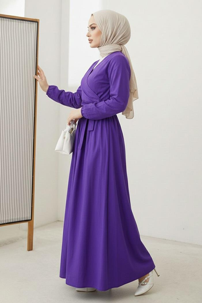 Bağlamalı Bluz Etek İkili Takım 1465 - Mor