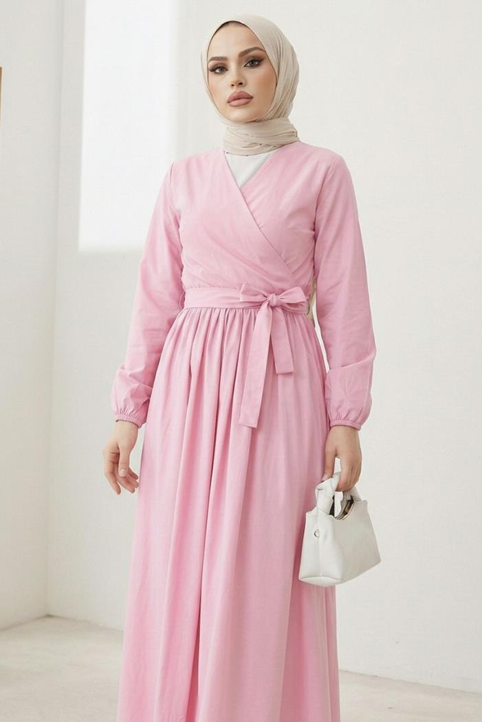 Bağlamalı Bluz Etek İkili Takım 1465 - Pudra