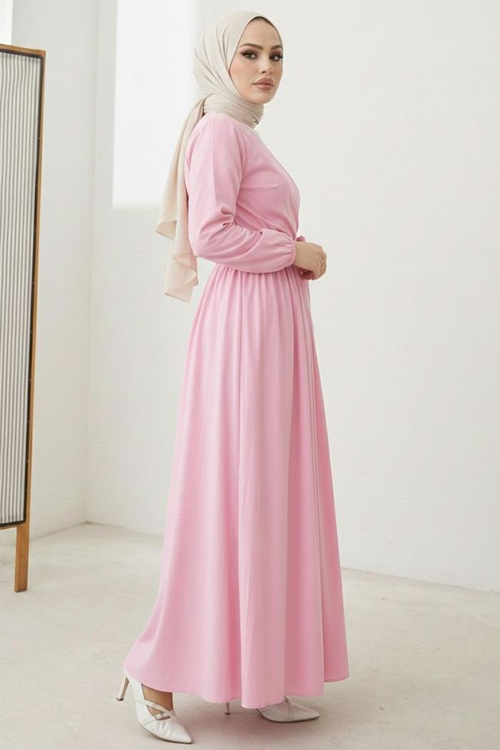 Bağlamalı Bluz Etek İkili Takım 1465 - Pudra