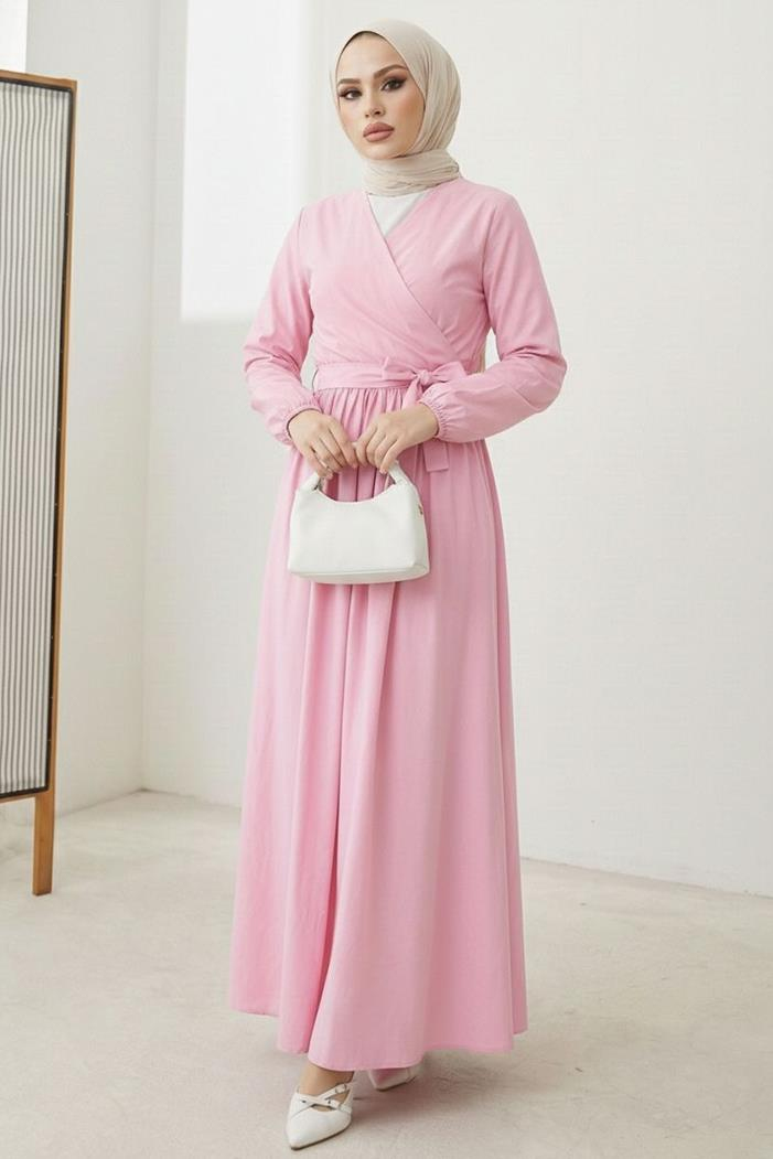 Bağlamalı Bluz Etek İkili Takım 1465 - Pudra