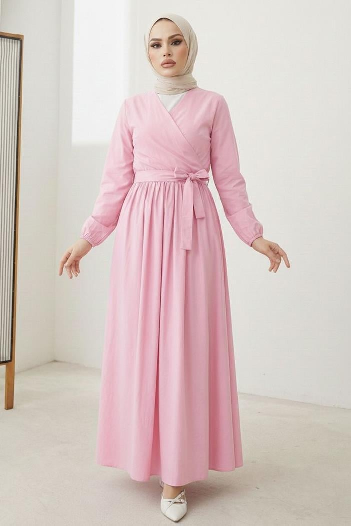 Bağlamalı Bluz Etek İkili Takım 1465 - Pudra