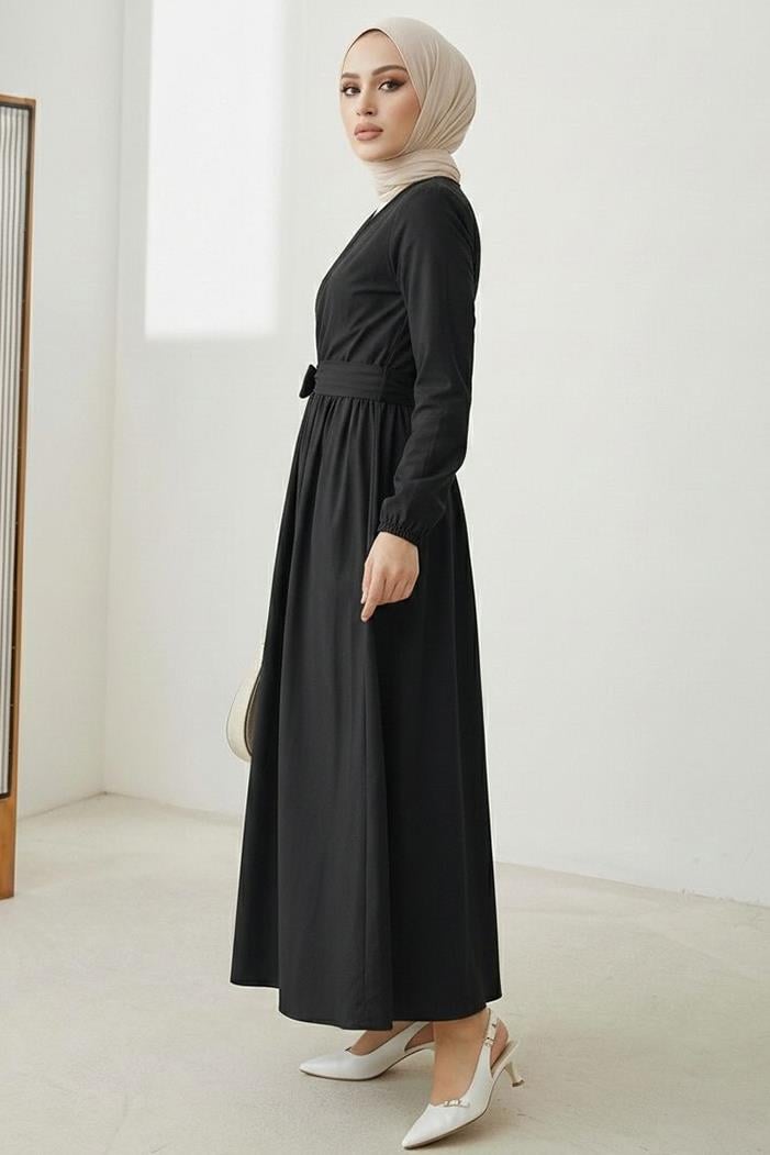 Bağlamalı Bluz Etek İkili Takım 1465 - Siyah