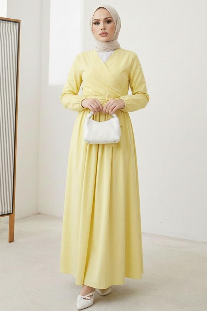 Bağlamalı Bluz Etek İkili Takım 1465 - Sarı