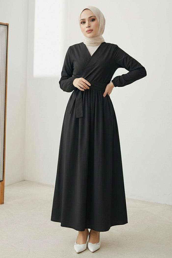 Bağlamalı Bluz Etek İkili Takım 1465 - Siyah