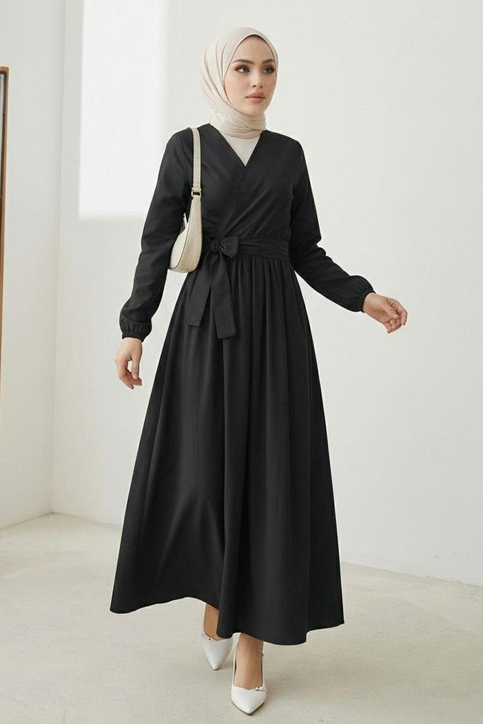 Bağlamalı Bluz Etek İkili Takım 1465 - Siyah