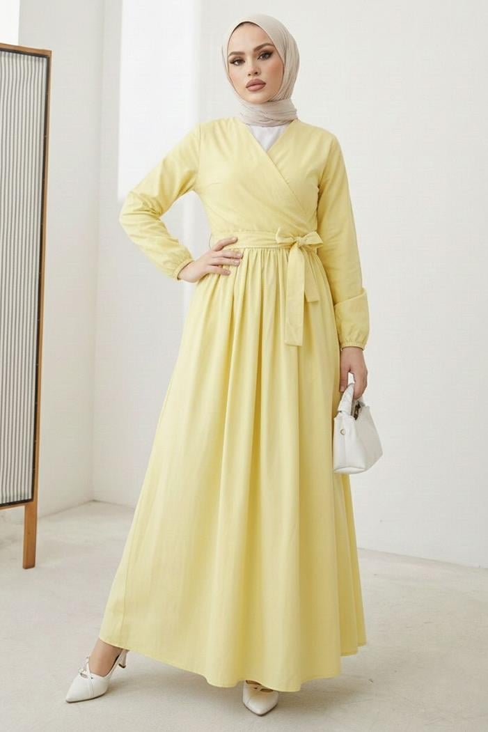 Bağlamalı Bluz Etek İkili Takım 1465 - Sarı