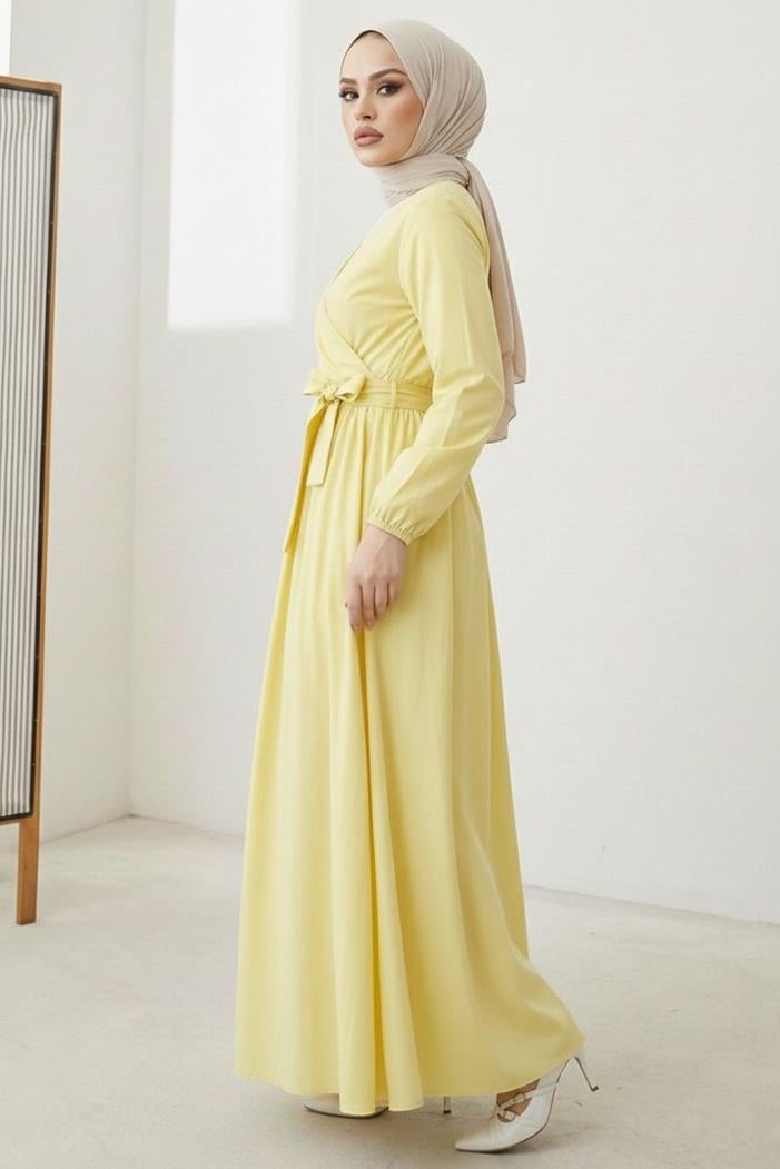 Bağlamalı Bluz Etek İkili Takım 1465 - Sarı