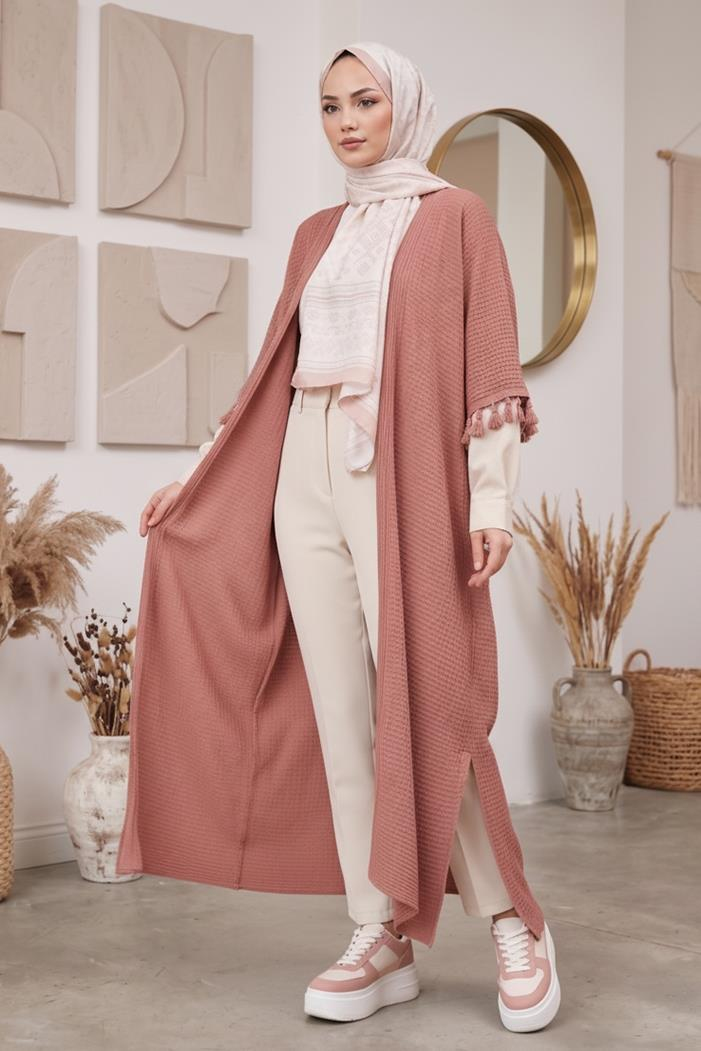 Balca Oversize Triko Panço 1195 - Gül Kurusu