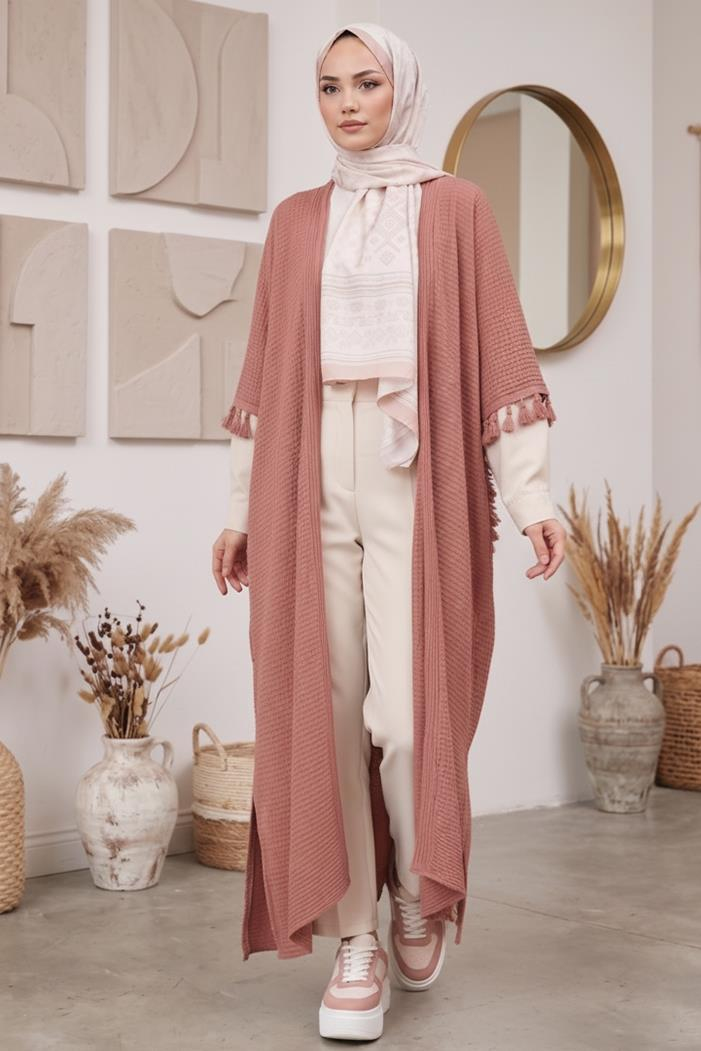 Balca Oversize Triko Panço 1195 - Gül Kurusu