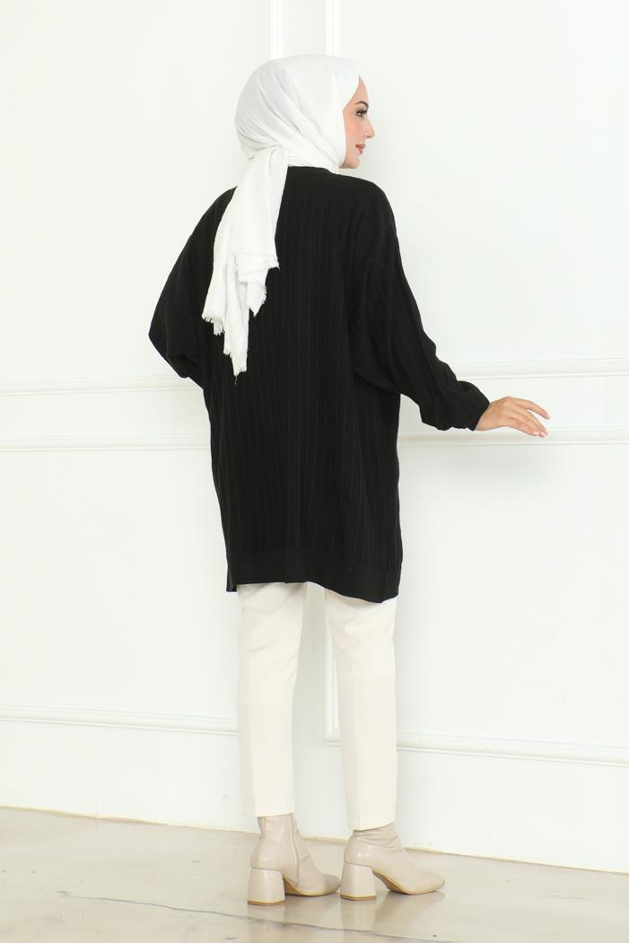 Balon Kol Triko Tunik 1133 - Siyah