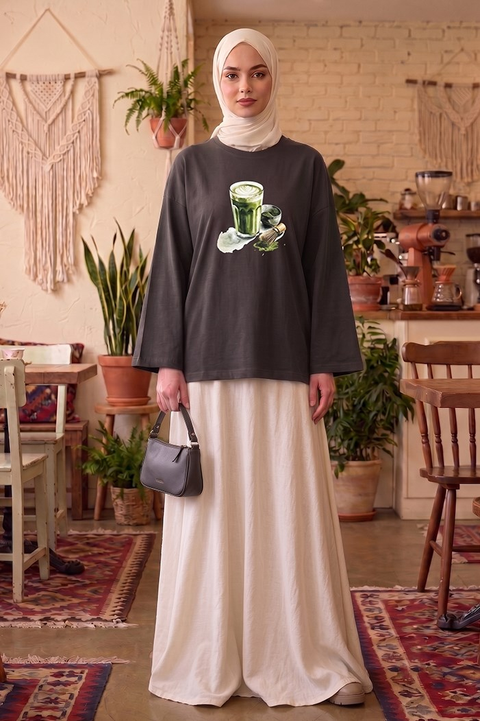 Baskılı Tunik 1739 - Antrasit