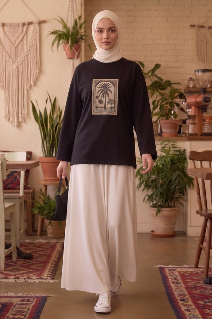 Baskılı Tunik 1739 - Siyah