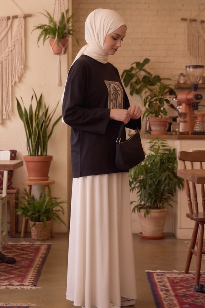 Baskılı Tunik 1739 - Siyah