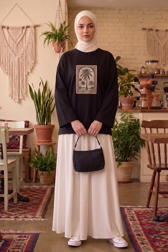 Baskılı Tunik 1739 - Siyah