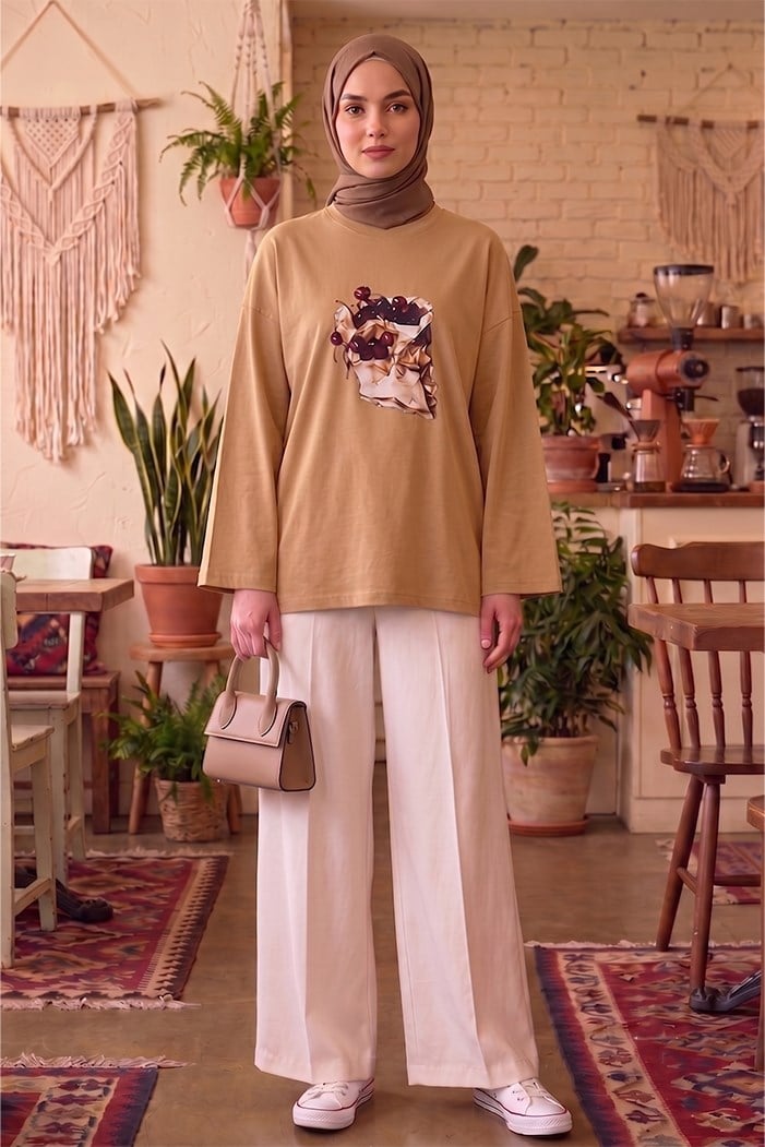 Baskılı Tunik 1739 - Vizon