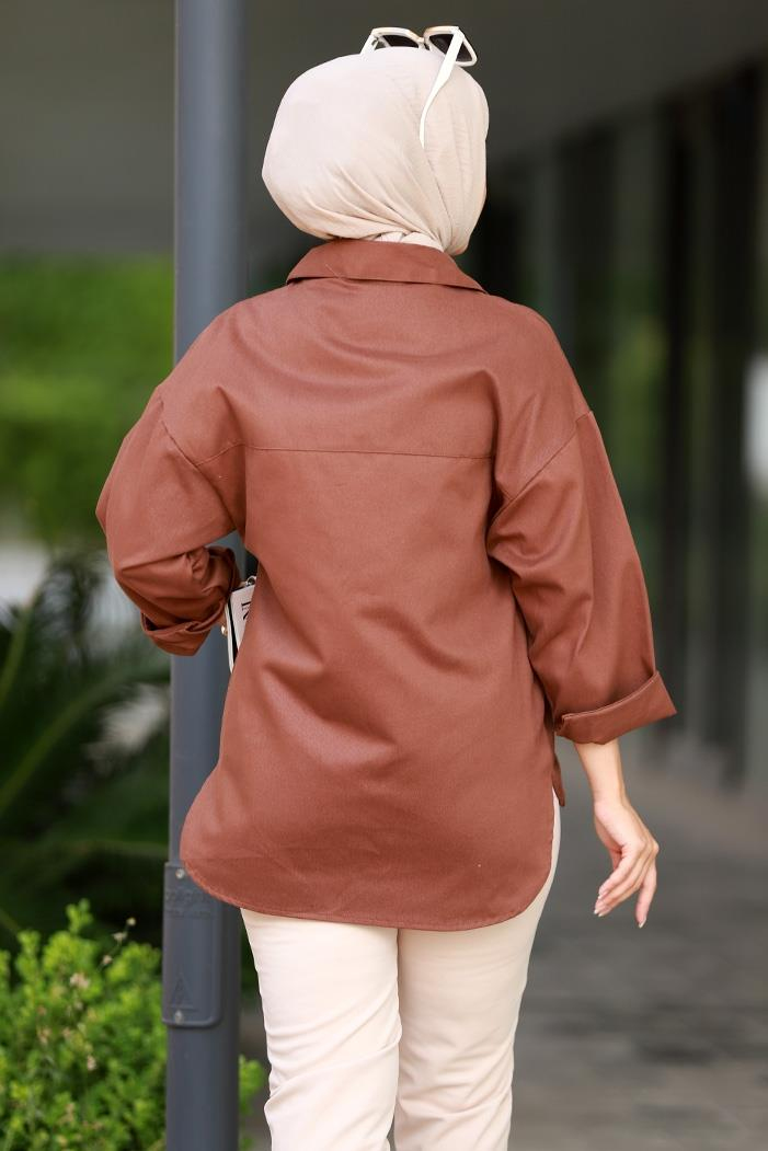 Belen Kapak Cepli Gömlek 585 - Kahve