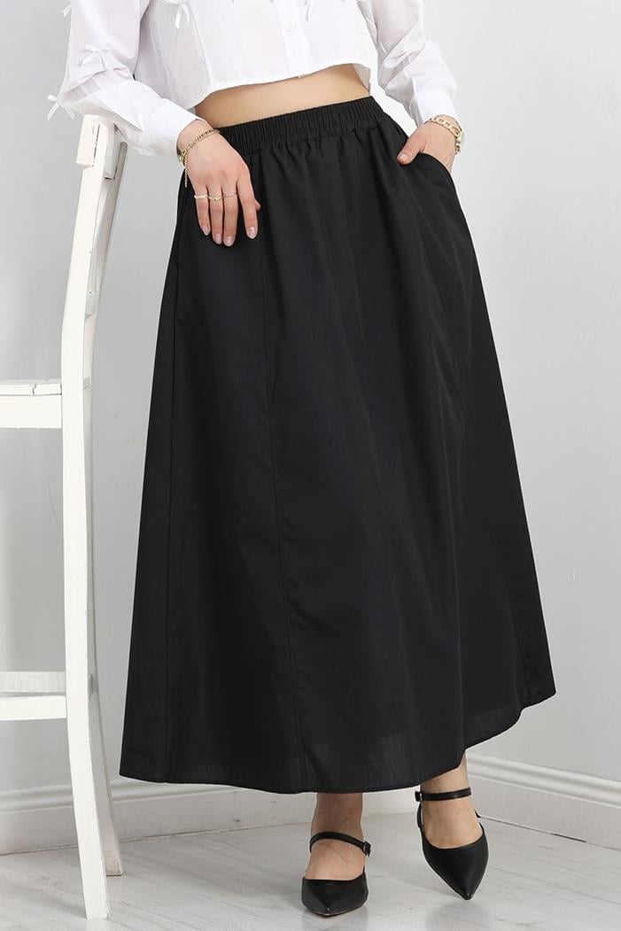 Beli Lastikli Keten Etek 1535 - Siyah