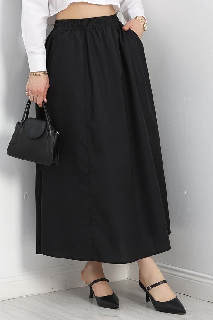 Beli Lastikli Keten Etek 1535 - Siyah