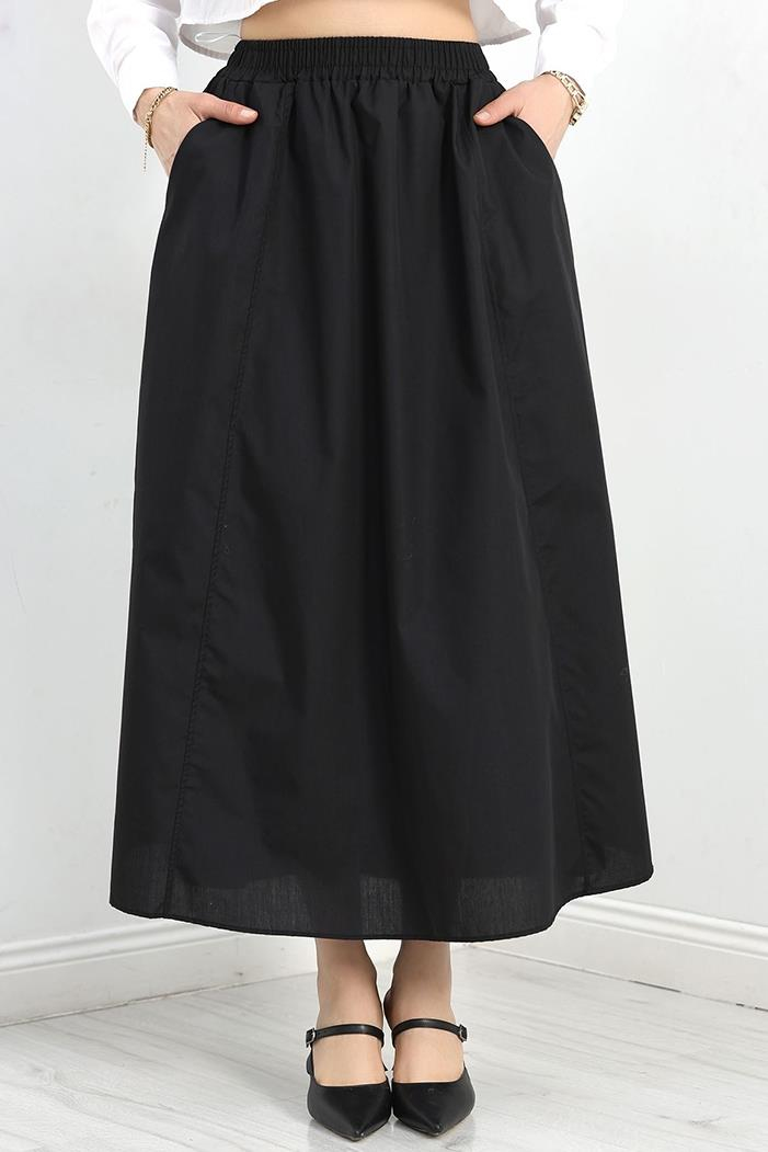 Beli Lastikli Keten Etek 1535 - Siyah
