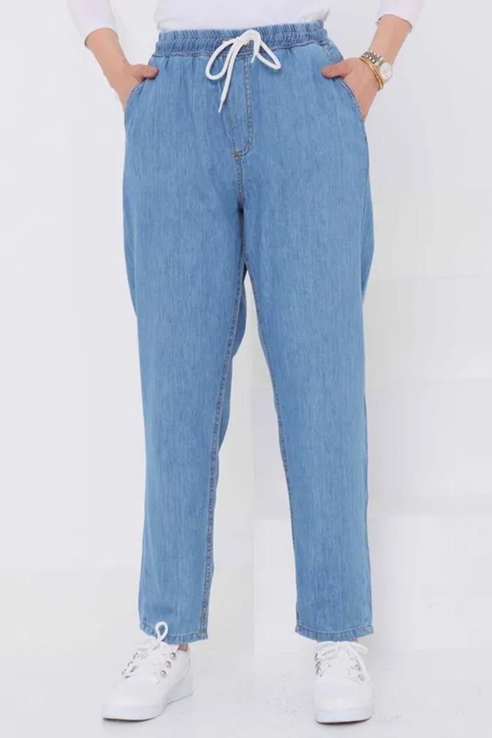 Beli Lastikli Kot Pantolon 1526 - Açık Mavi